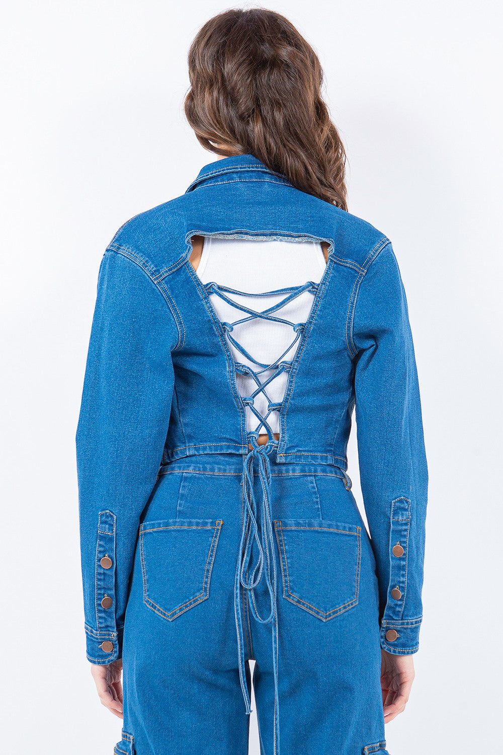 Denim Laced back cropped jacket