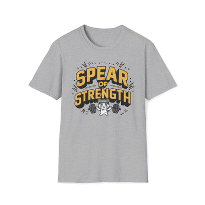 Men's tee  Spear of Strength Gym Workout Short Sleeves Casual Regular Fit Cotton Funny Cat Tee