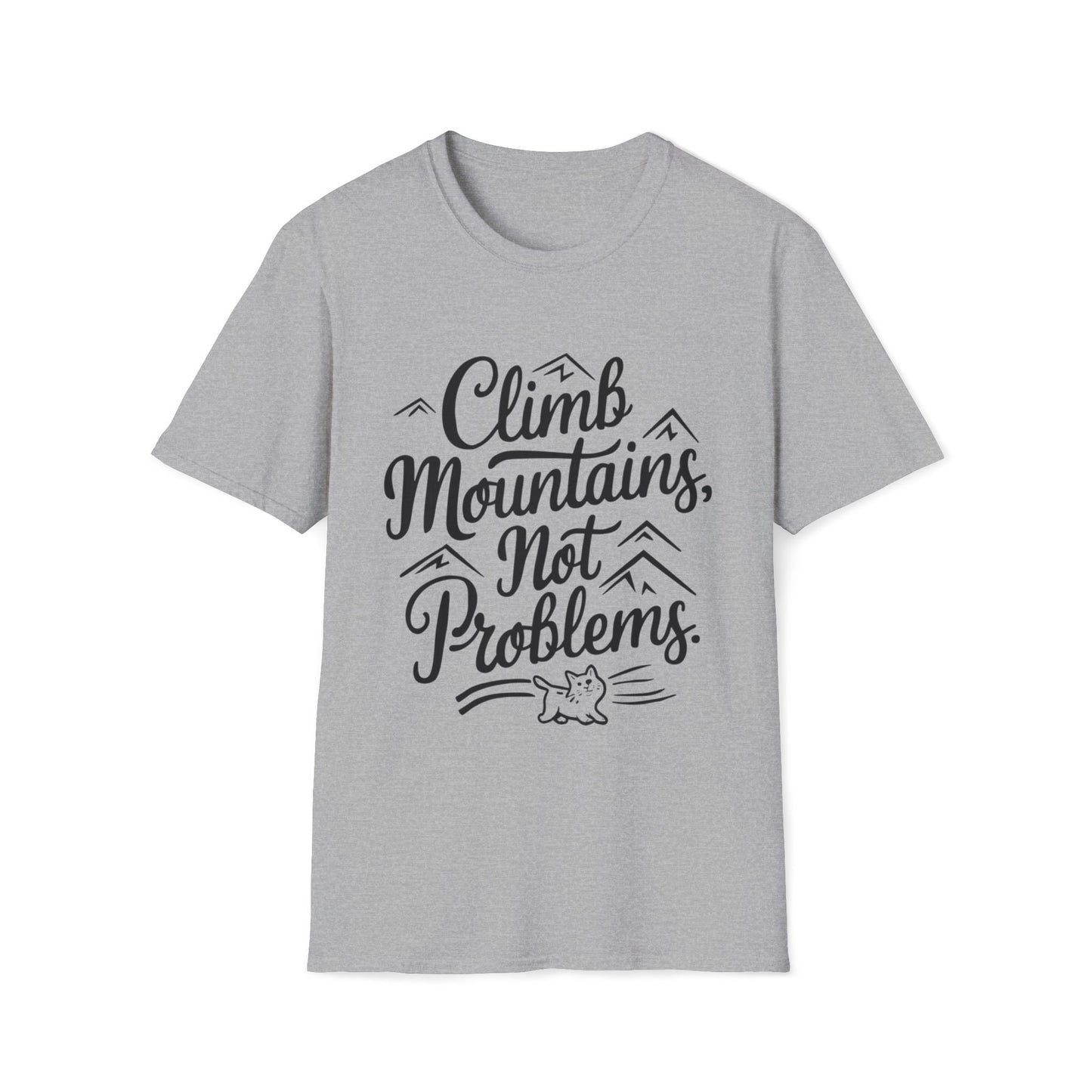 Men's Tee Climbing Mountain Youth Mountain Short Sleeves Casual Regular Fit Cotton Funny Cat  tee