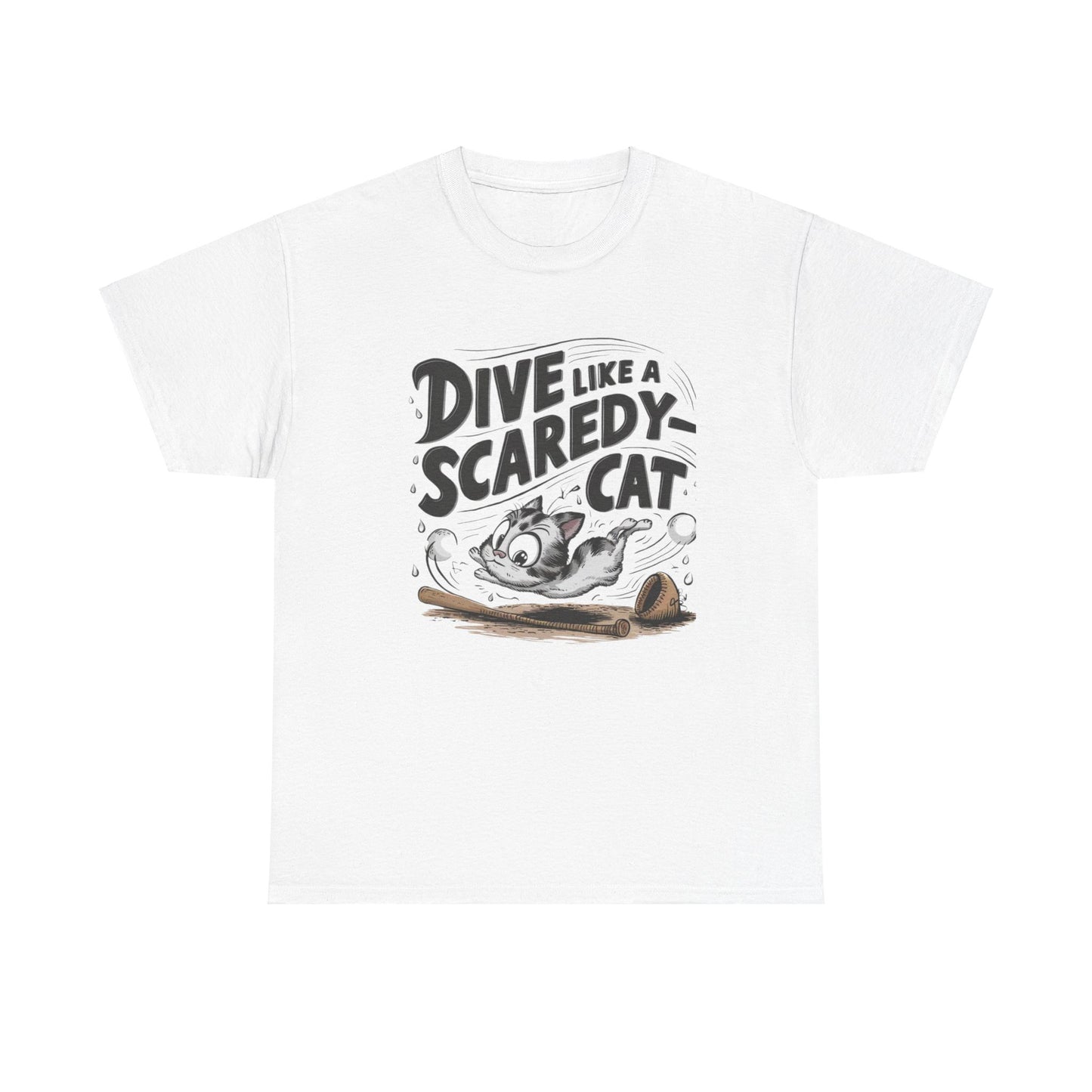 Dive Like Scaredy Cat  Baseball Crew Neck T-Shirts