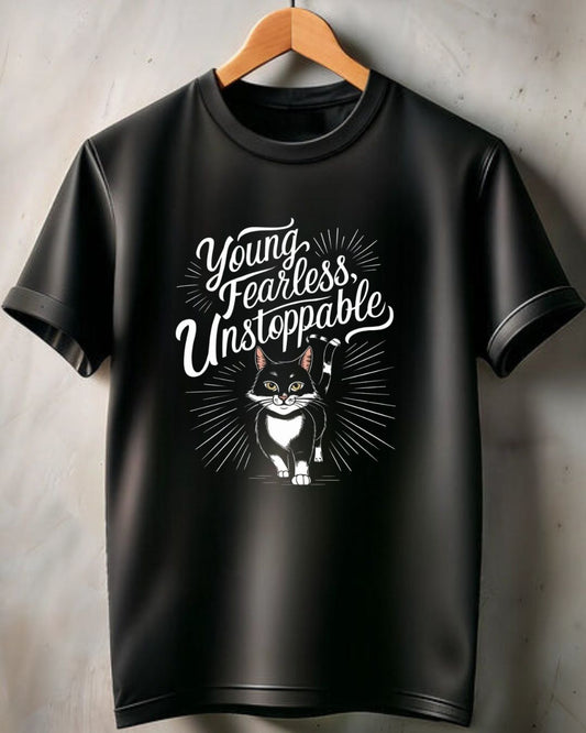 Young Fearless Unstoppable Crew Neck Cotton Men Tshirt