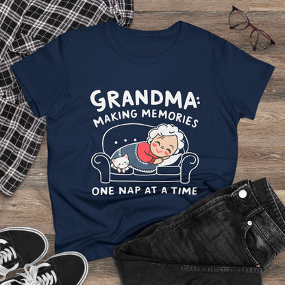 Grandma Making Memory One Nap A Time Women Cotton Tshirt