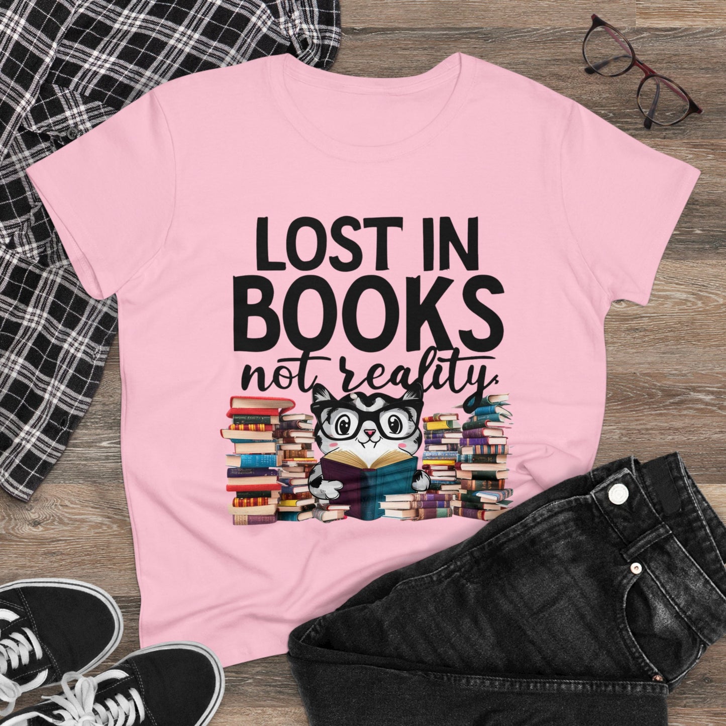 Lost In Book Not Reality Women Cotton Tshirt