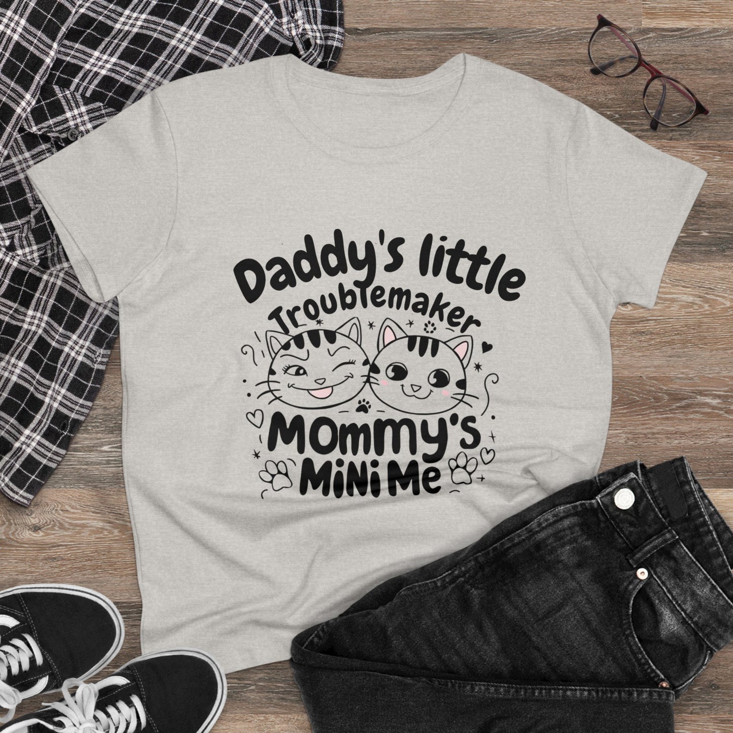 Daddy Little Troublemaker Mommy's Mini Me Women Cotton Tshirt