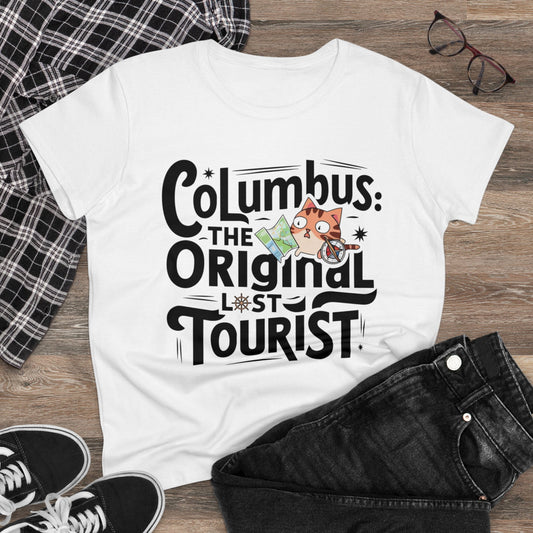 Columbus The Original Lost Tourist Short Sleeve Regular Fit Cotton Women Tees