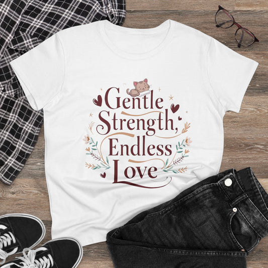 Womens Tees Gentle Strength Endless Love Grandma Shirts Tops Short Sleeve Regular Fit Cottagecore Funny Cat Graphic Tshirts