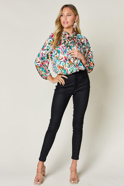 Printed Button Up Long Sleeve Shirt