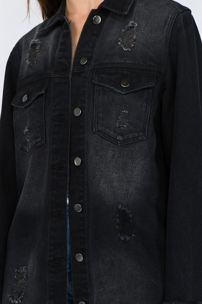 Distressed frayed hem Denim jackets