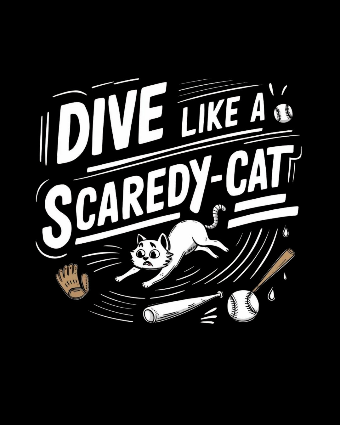 Dive Like Scaredy Cat Baseball Unisex Cotton T-Shirts