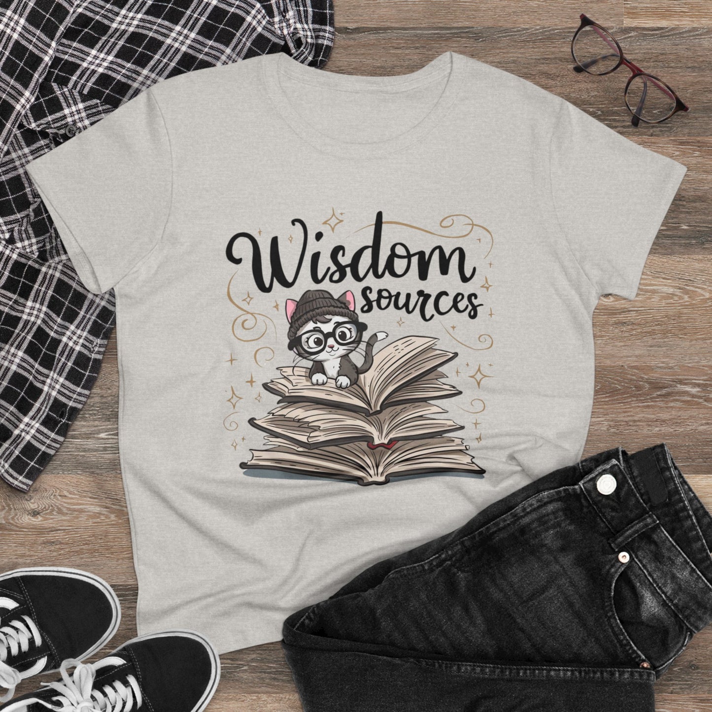 Womens Tees Wisdom Sources Grandma Shirts Tops Short Sleeve Regular Fit Cotton Funny Cat Graphic Tshirts