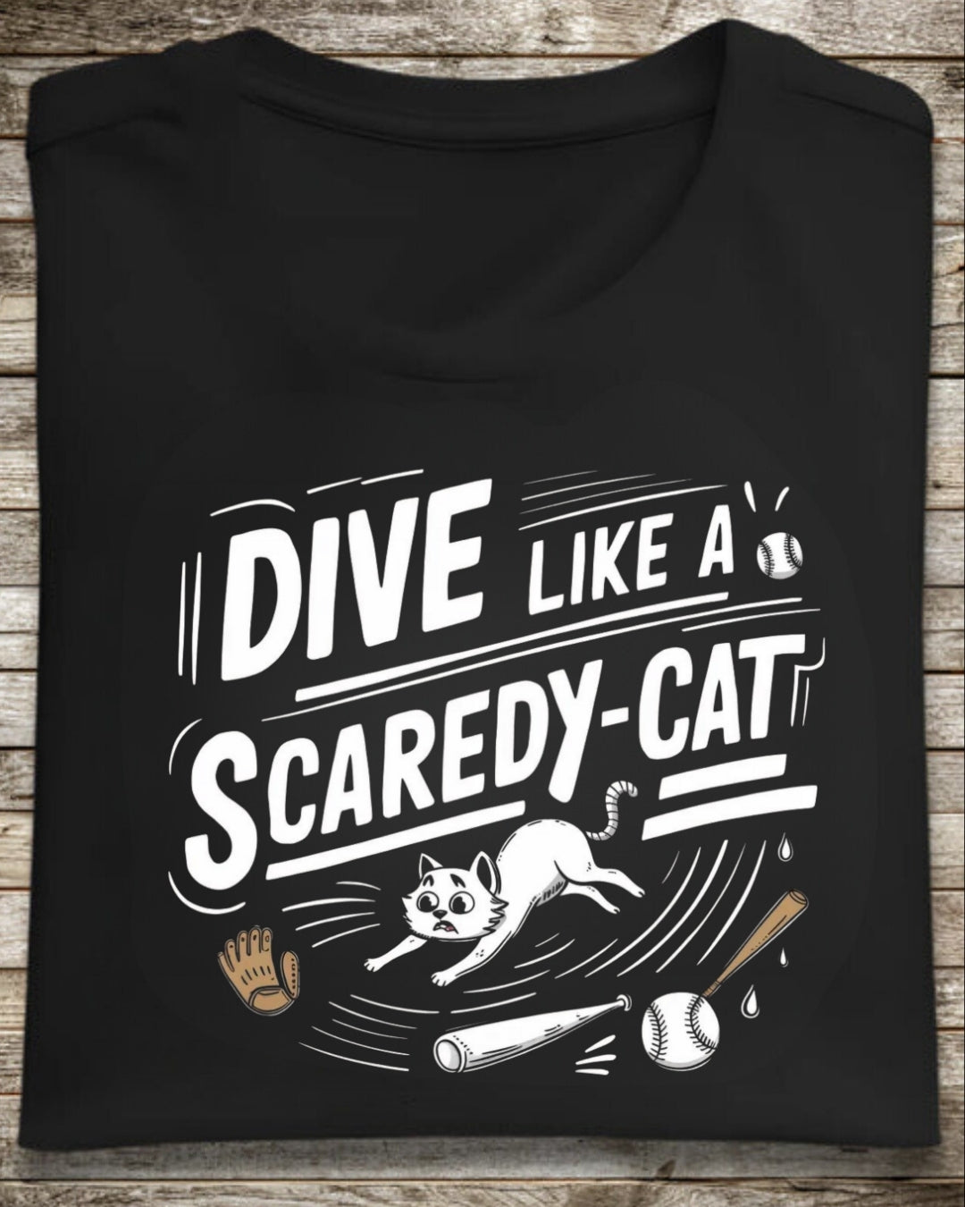 Dive Like Scaredy Cat  Baseball Cotton Tee