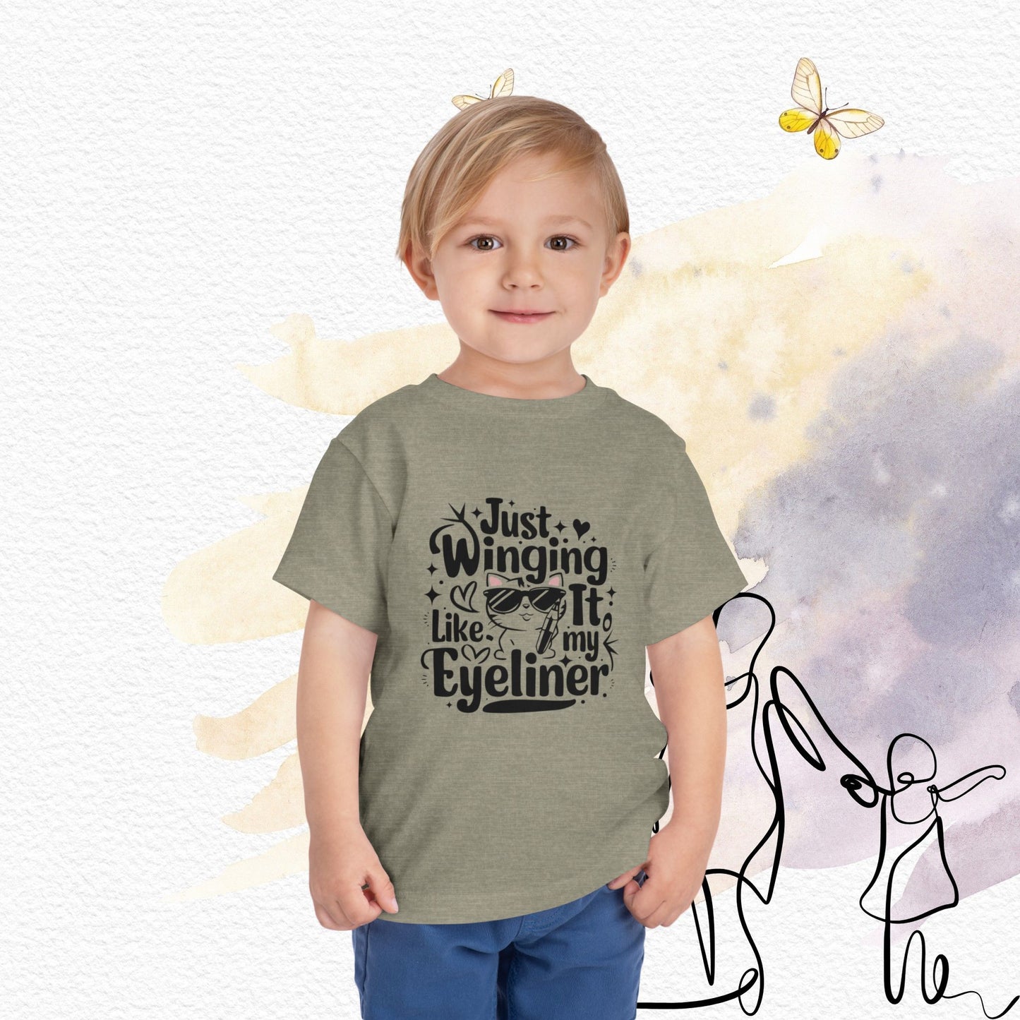 Just Winging it Like My Eyeliner Toddler Cotton Kids T-Shirts