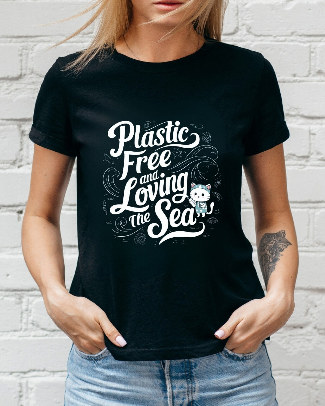 Plastic Free & Loving Sea Cotton T-Shirt