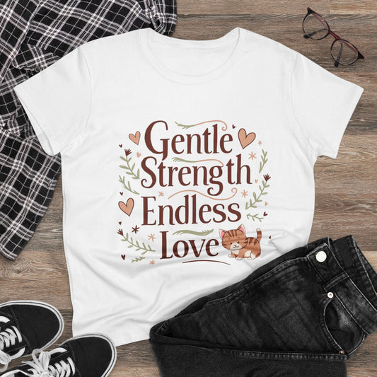 Women Tees Gentle Strength Endless Love Grandma Shirts Tops Short Sleeve Regular Fit Cottagecore Funny Cat Graphic Tshirts