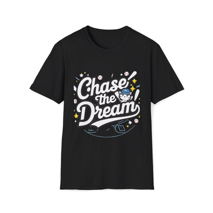 Men's T-Shirt Chase The Dream Baseball Players Short Sleeves Casual Regular Fit Cotton Funny Cat Baseball Tee