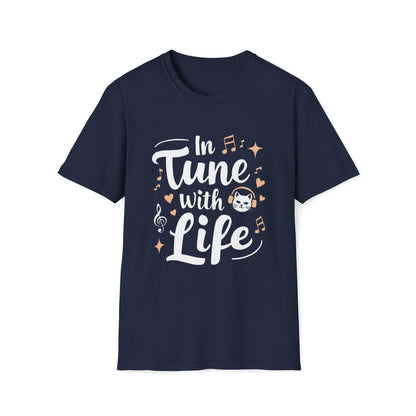 Men's Tees In Tune With Life Cat Rock Music Short Sleeves Casual Regular Fit Cotton Funny Cat T-Shirt