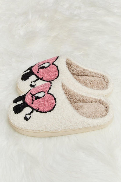 Love Heart Print Plush Slippers