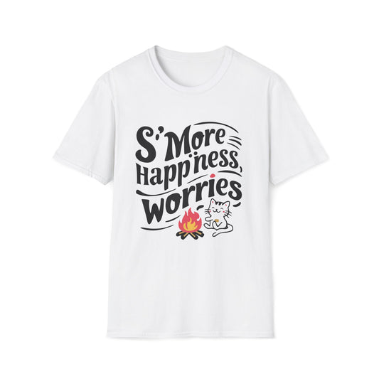 Men's Tee S'more Happiness Chocolate Marshmallow S'mores Short Sleeves Casual Regular Fit Cottagecore Funny Cat tee