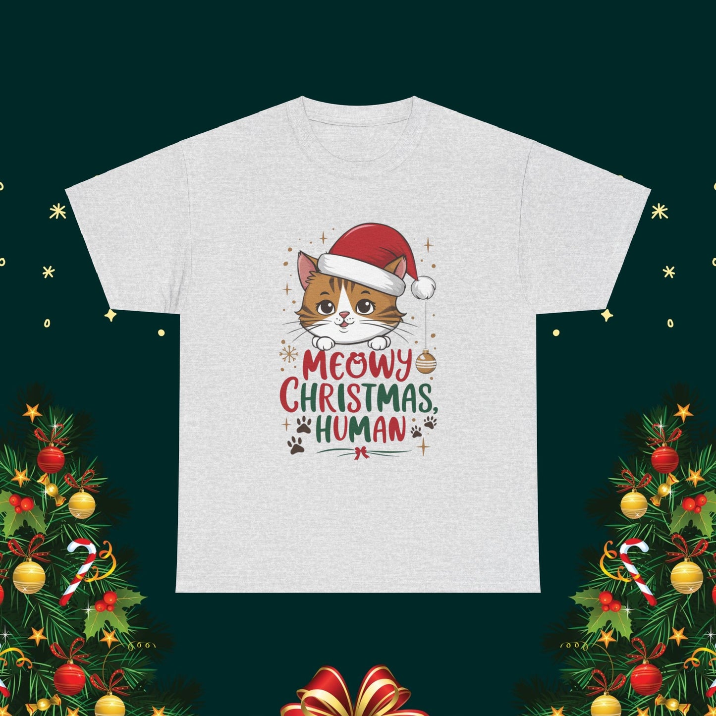 Meowy Christmas Cotton Tshirts