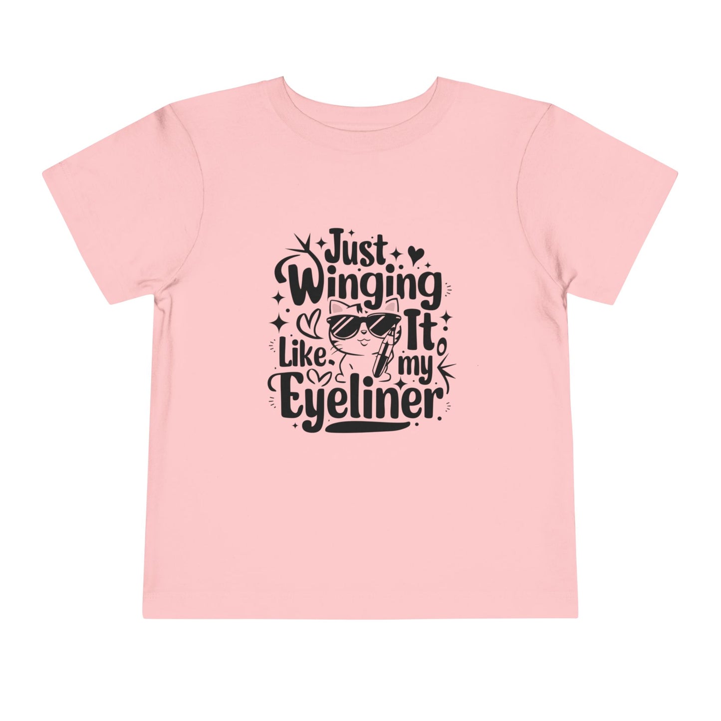 Just Winging it Like My Eyeliner Toddler Cotton Kids T-Shirts