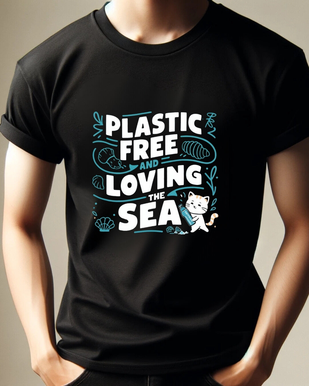 Plastic Free & Loving Sea Environmental Cotton T-Shirt