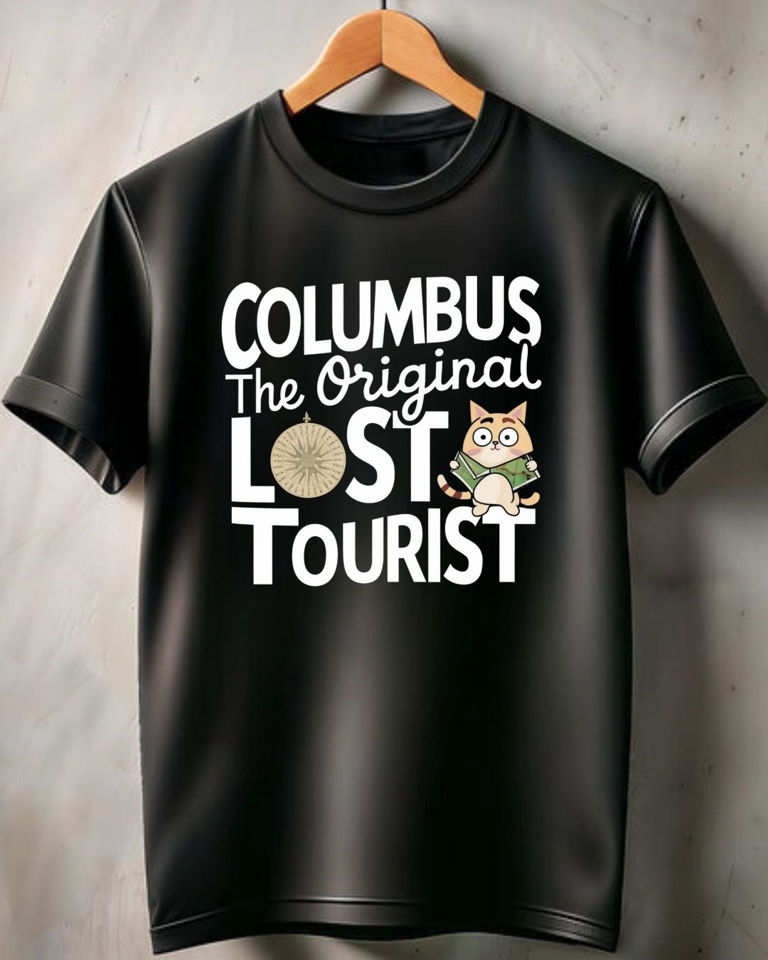 Columbus The Original Lost Tourist Crew Neck Cotton Men Tshirt