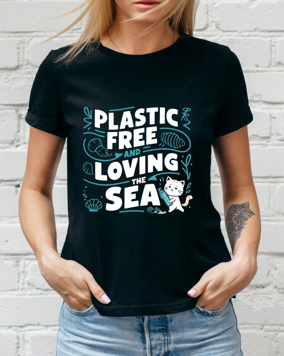 Plastic Free & Loving Sea Environmental Cotton T-Shirt