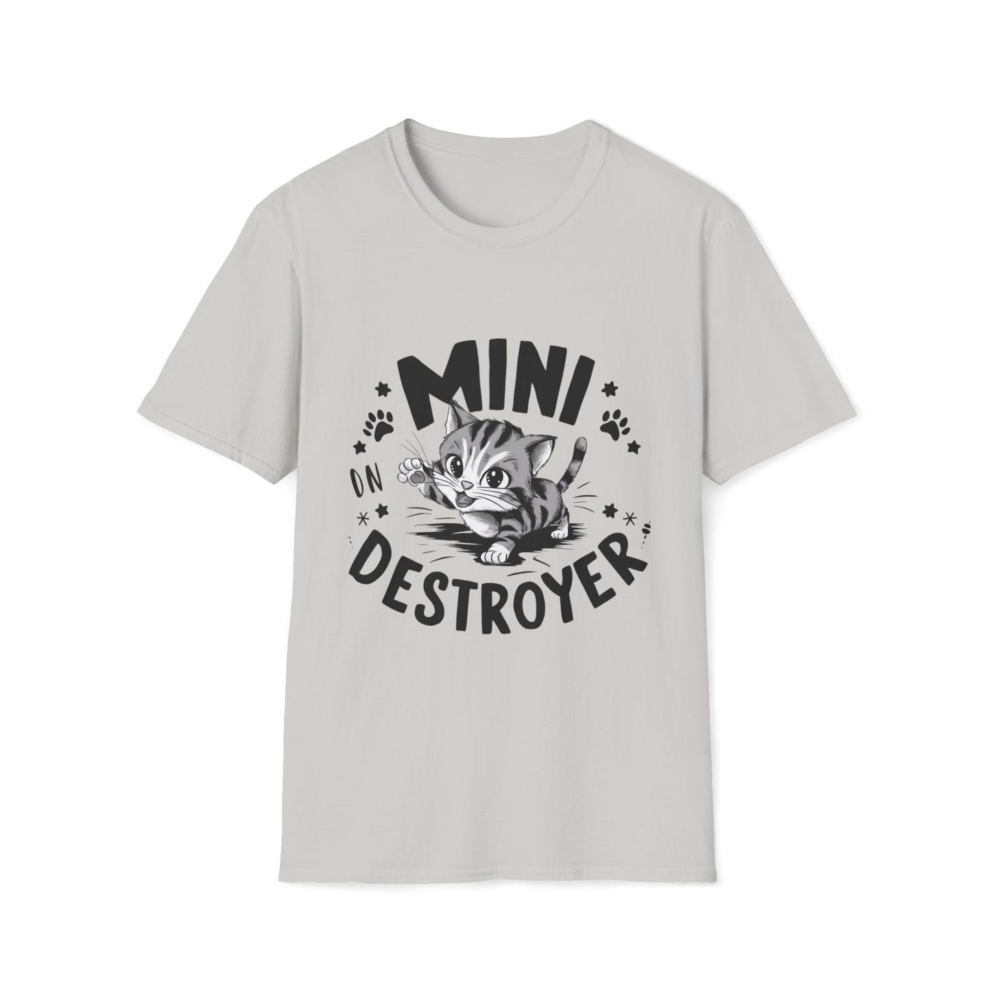 Men's Tees Mini Destroyer kitten Short Sleeves Casual Regular Fit Cotton Funny Cat T-Shirt