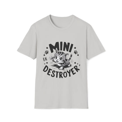 Men's Tees Mini Destroyer kitten Short Sleeves Casual Regular Fit Cotton Funny Cat T-Shirt