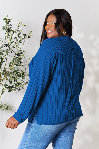 Cozy ribbed round neck knit top