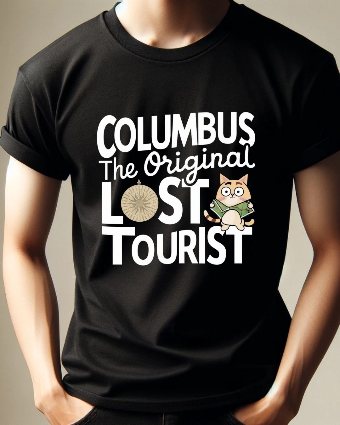 Columbus The Original Lost Tourist Crew Neck Cotton Men Tshirt