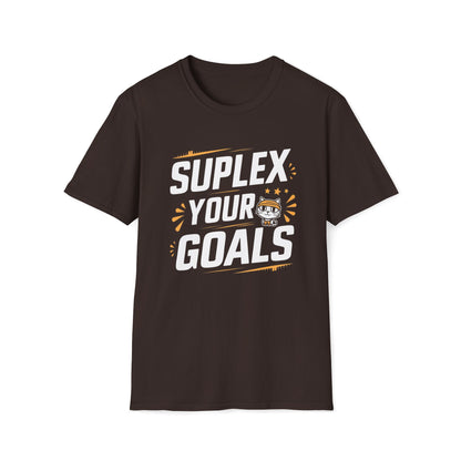 Men's Tee Suplex Your Goals Gym Workout Short Sleeves Casual Regular Fit Cotton Funny Cat T-Shirt