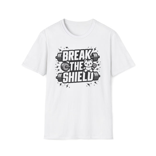 Men's Tee Break The Shield Gym Workout Short Sleeves Casual Regular Fit Cotton Funny Cat Tee