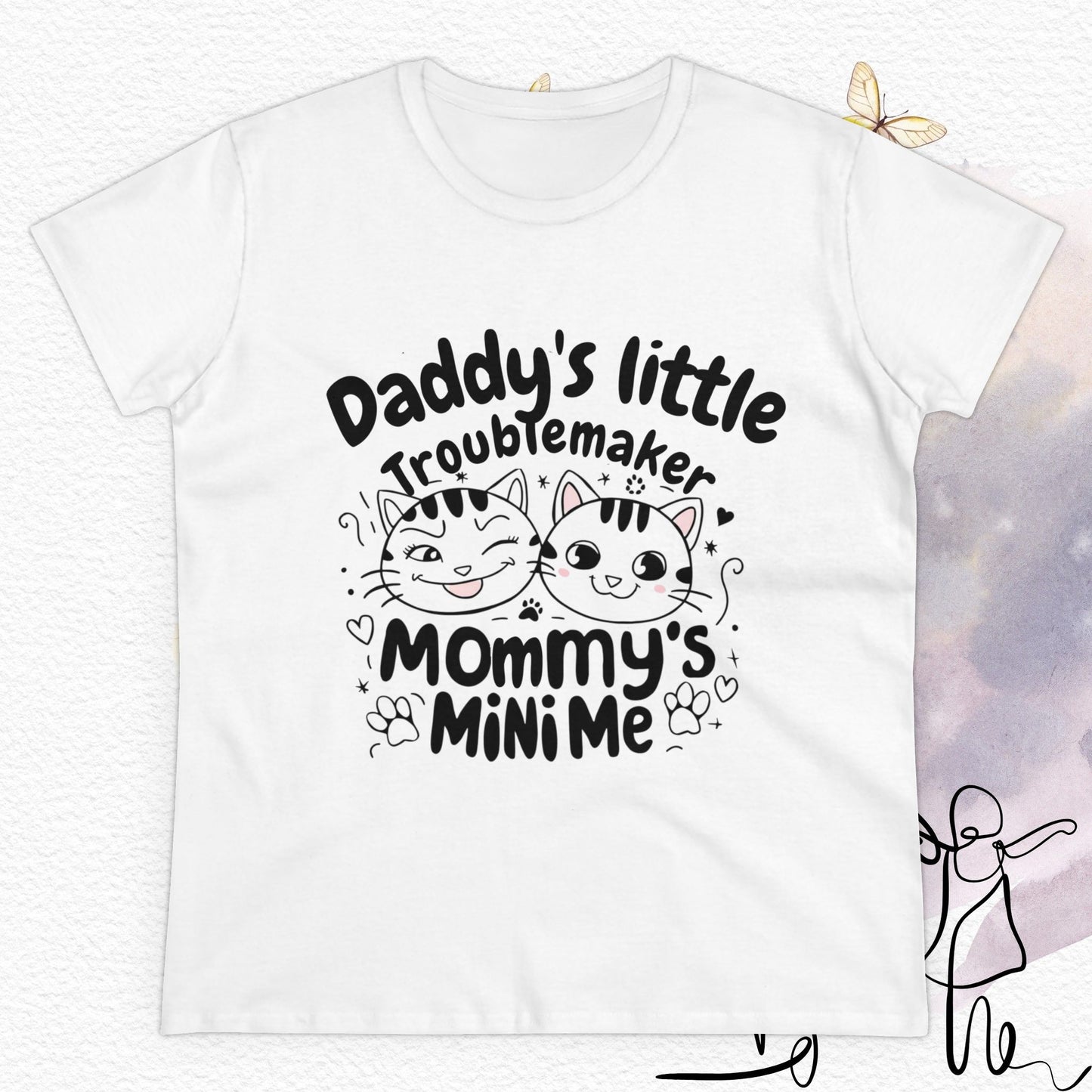 Daddy Little Troublemaker Mommy's Mini Me Women Cotton Tshirt