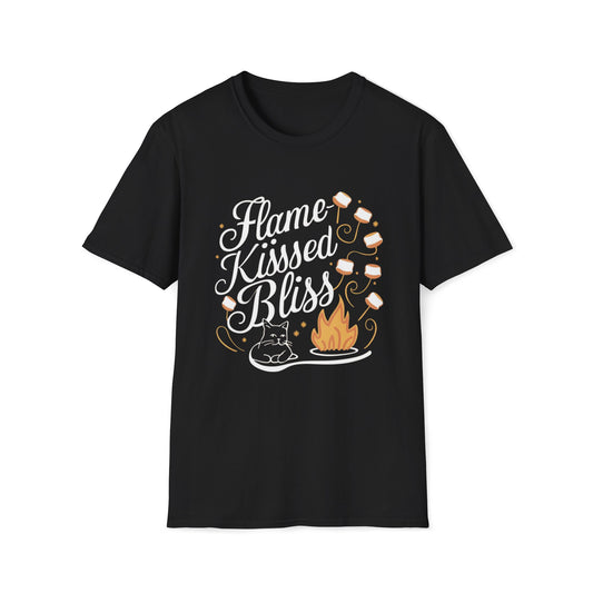 Men's Tee Flame Kiss Bliss Chocolates Marshmallow S'mores Short Sleeves Casual Regular Fit Cottagecore Funny Cat T-Shirt