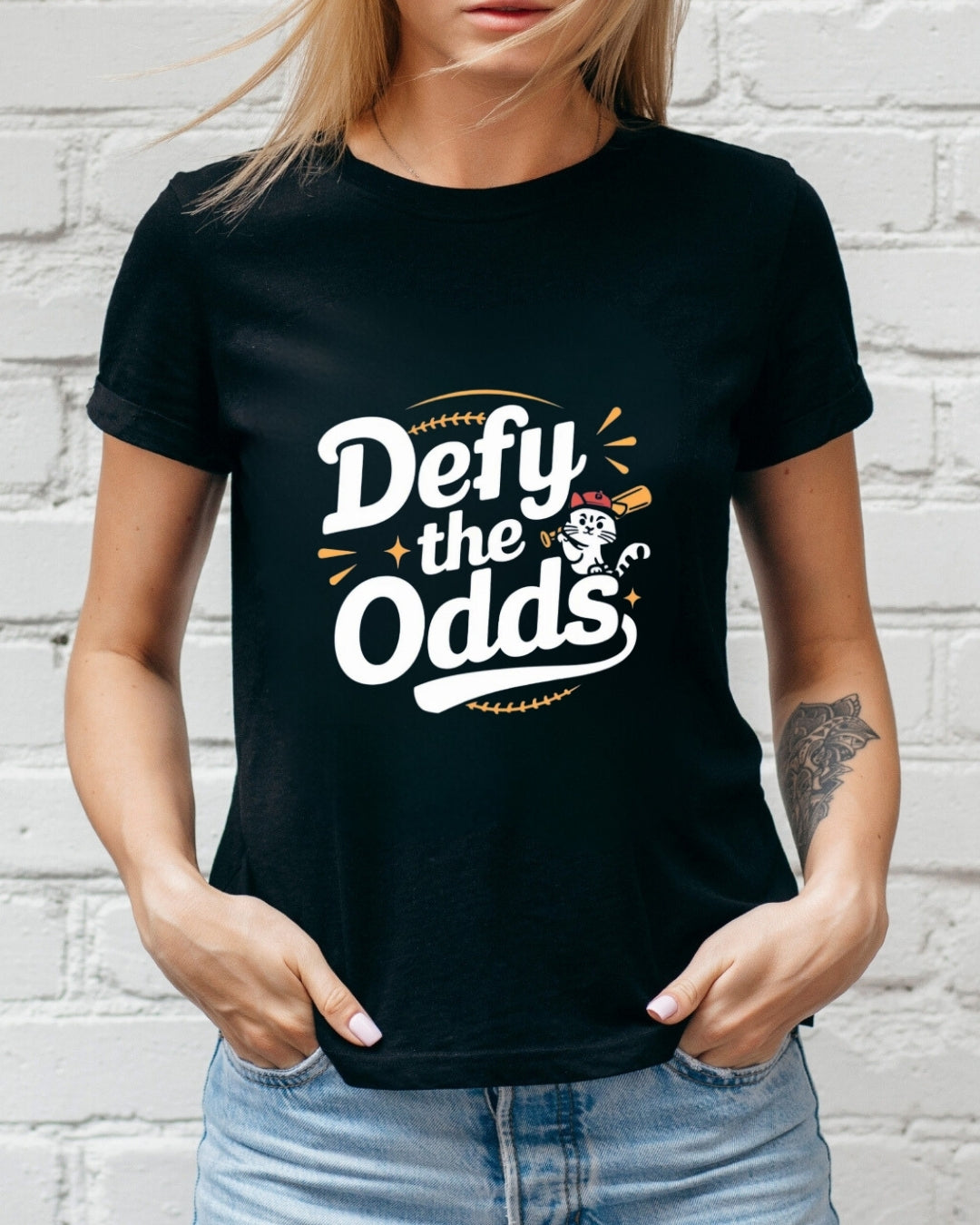 Defy The Odds Baseball Crew Neck Tee