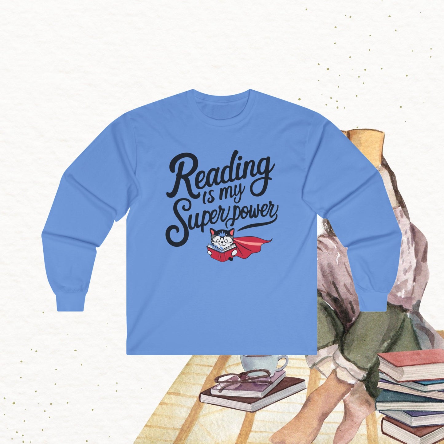 Reading Is My Superpower Cotton Long Sleeve Tshirt