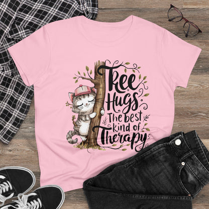 Tree Hugs Best Kind of Therapy Women Cotton Tshirt