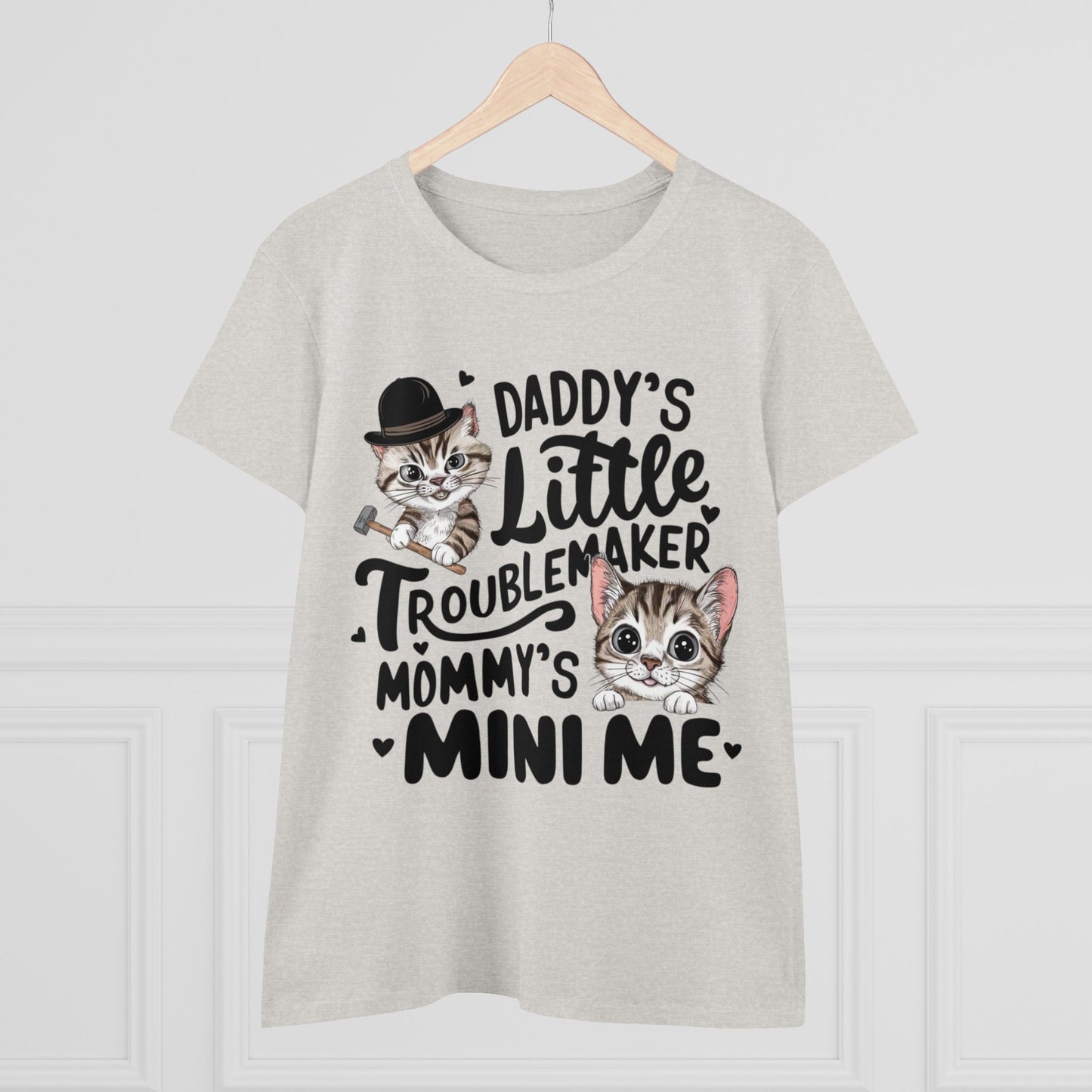 Daddy Little Troublemaker Mommy's Mini Me  Women Cotton Tshirt