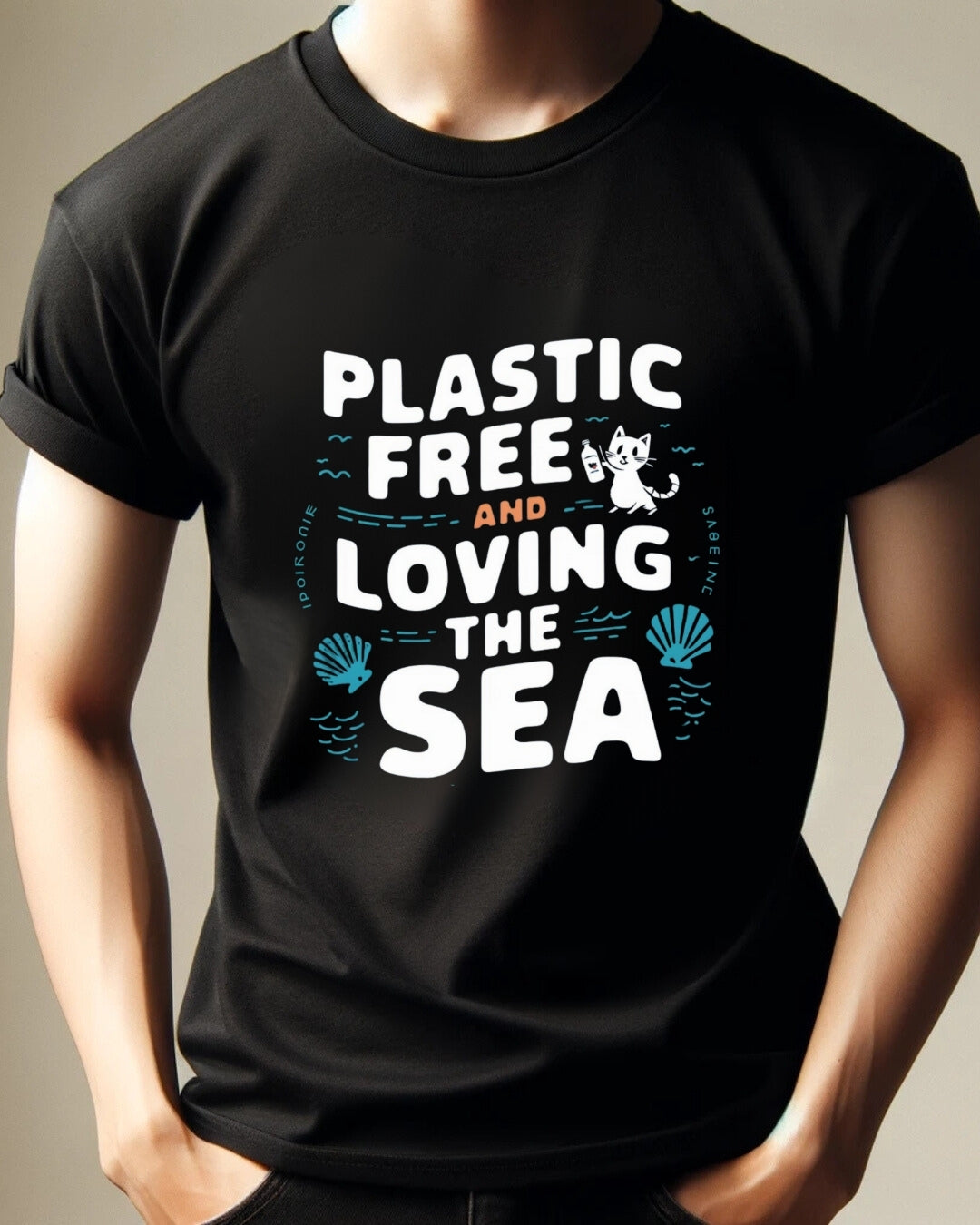 Plastic Free & Loving Sea Environmental Unisex Cotton Tee