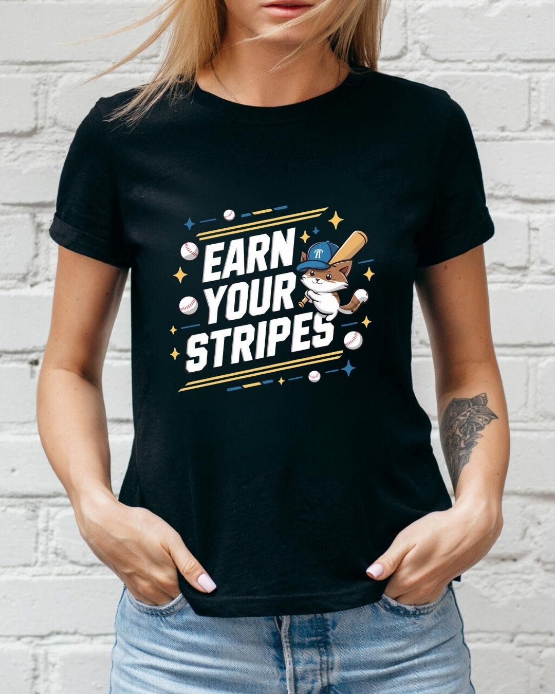 Earn Your Stripe Baseball Crew Neck Tee