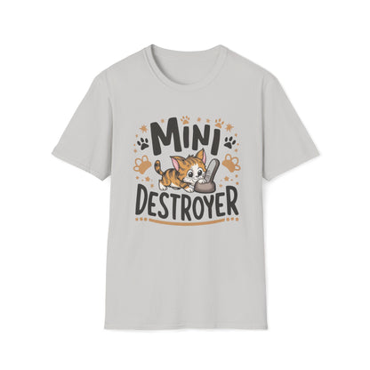 Men's Tee Mini Destroyer kitten Short Sleeves Casual Regular Fit Cotton Funny Cat T-Shirt