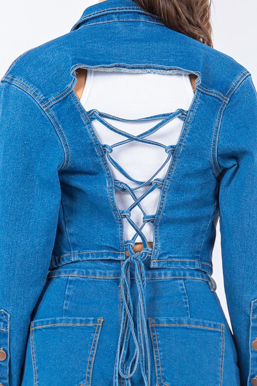 Denim Laced back cropped jacket