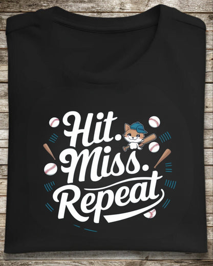 Hit Miss Repeat Baseball Crew Neck Tees