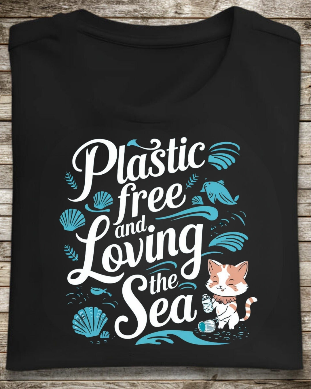 Plastics Free & Loving Sea Environmental Unisex Cotton Tee