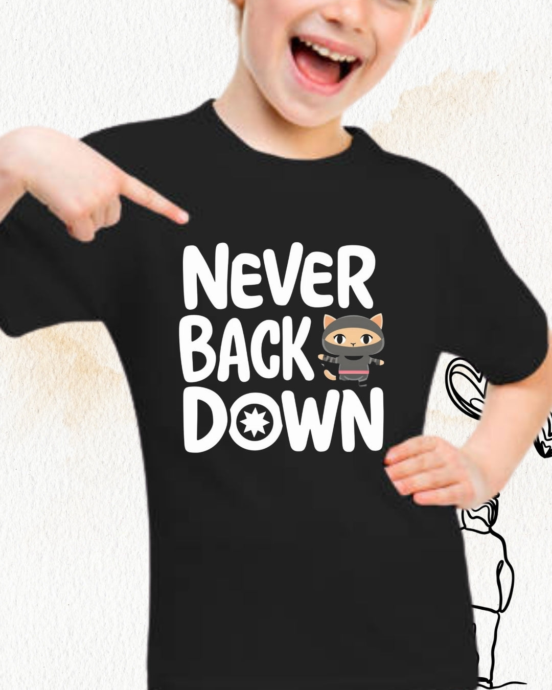 Never Back Down Toddler Cotton Kids T-Shirts