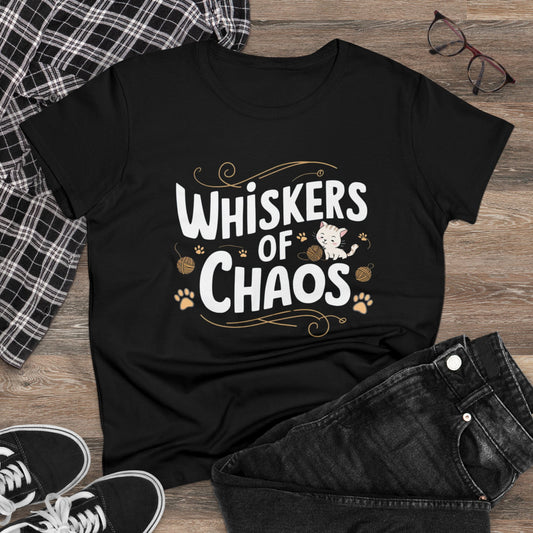 Womens Tshirts Whiskers of Chaos Cat Moms Shirts Tops Short Sleeve Regular Fit Cottagecore Funny Cat Graphic Tees