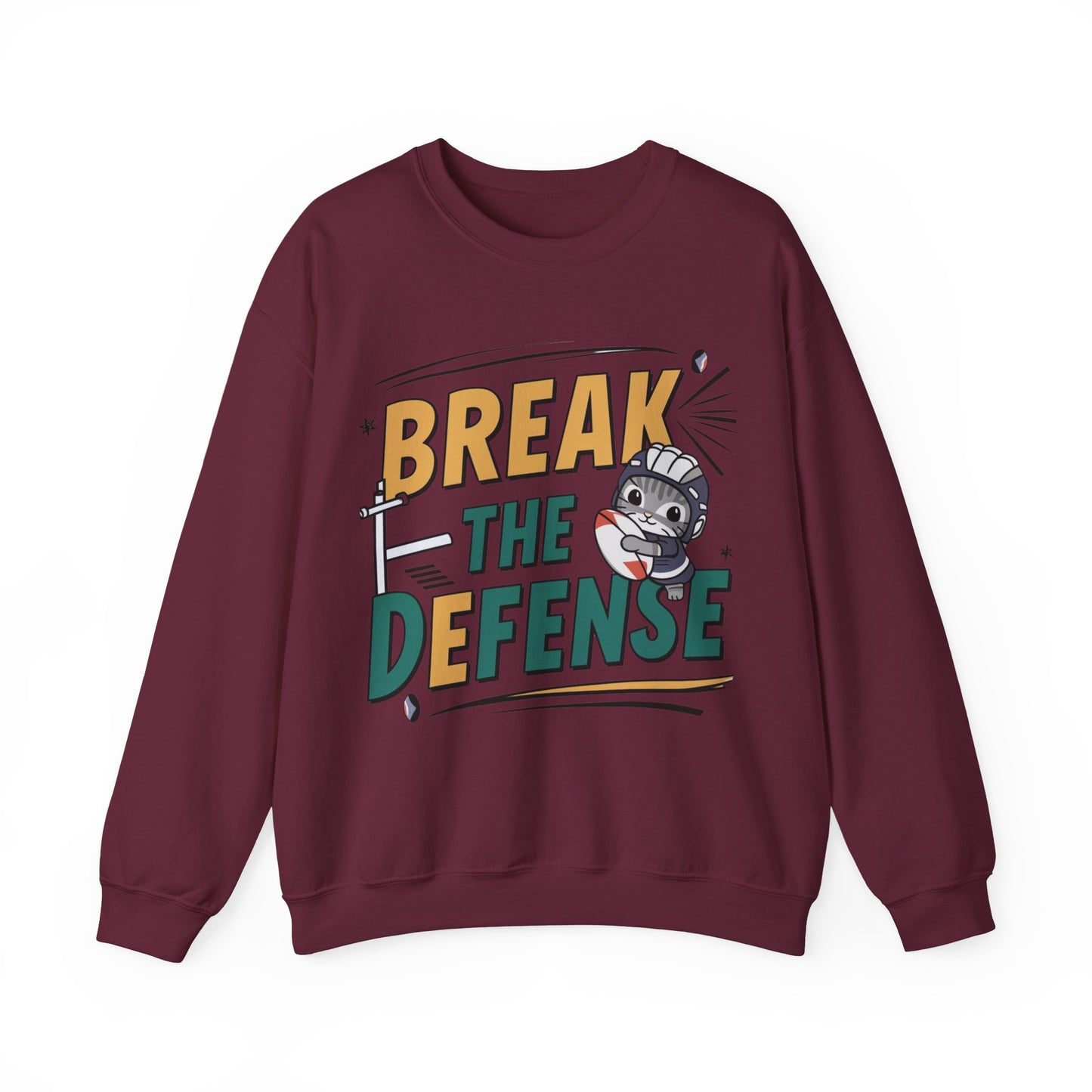 Break The Defence Rugby Heavy Unisex Cotton Crewneck Sweatshirt