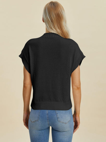 Mock Neck Short Sleeve Sweater