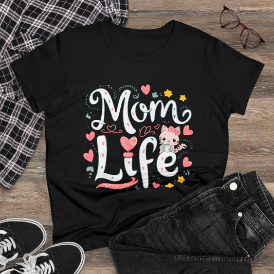 Womens Tshirts Mom Life Cat Mom Shirts Tops Short Sleeve Regular Fit Cottagecore Crew Neck Funny Cat Graphic Tees